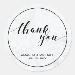 Chic Modern Typography Wedding Favour / Thank you Classic Round Sticker