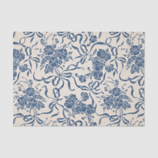 Chic Modern Vintage Ivory Navy Blue Floral Pattern Tissue Paper