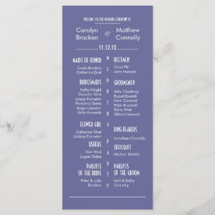 Chic Modern Violet Wedding Program Rack Card