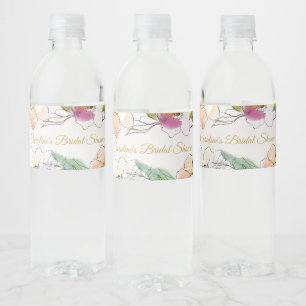Chic Modern Watercolor Floral Baby Bridal Shower Water Bottle Label