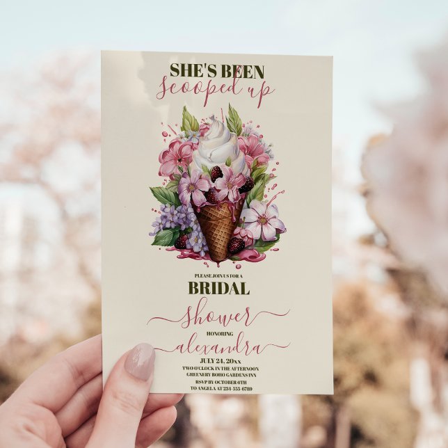 Chic Modern Watercolor Ice Cream Bridal Shower Invitation (Creator Uploaded)