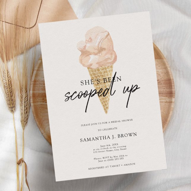 Chic Modern Watercolor Ice Cream Bridal Shower Invitation (Creator Uploaded)