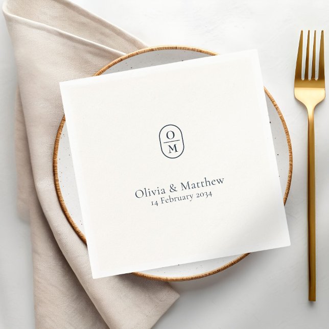 Chic Modern Wedding Monogram Wedding Napkin (Creator Uploaded)