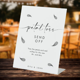 Chic Modern Wedding Petal Toss Send Off Pedestal Sign