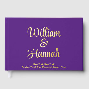Chic Modern Wedding Purple w/ Gold Foil Hardcover Guest Book
