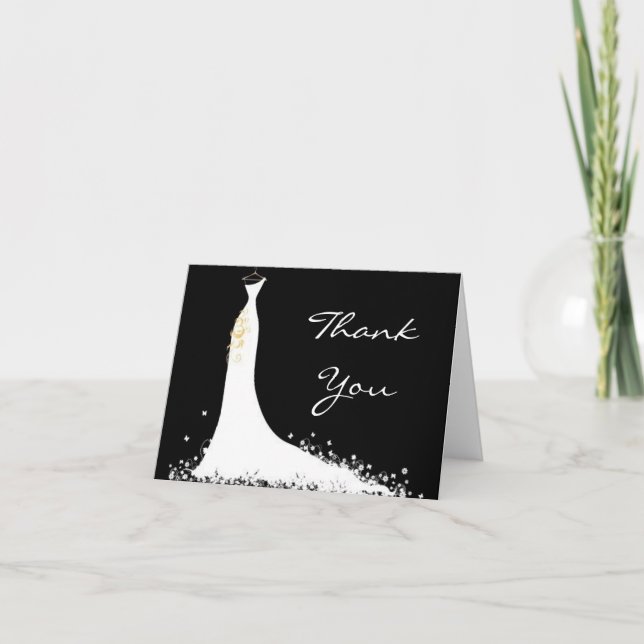 Chic Modern Wedding Thank You Card Elegant Bride (Front)