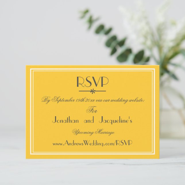 Chic Modern Wedding Website RSVP Response Card (Standing Front)