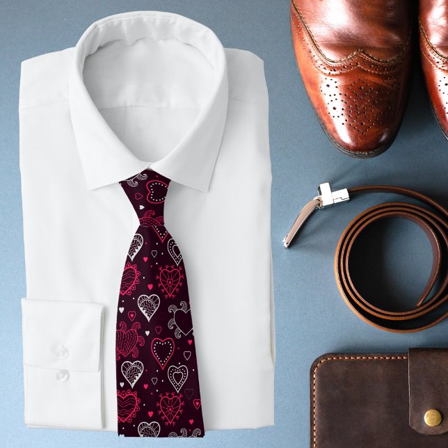 Chic Modern Whimsical Love Hearts Valentine's Day Tie (Creator Uploaded)