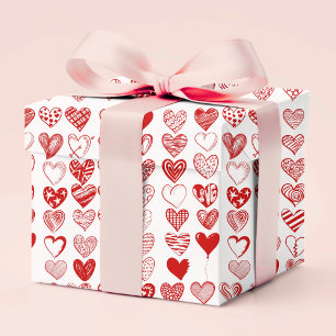 Chic Modern Whimsical Love Hearts Valentine's Day Wrapping Paper