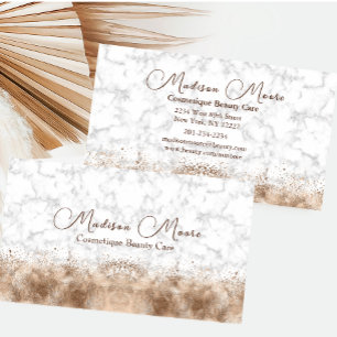 Chic Modern White and Brown Marble Business Card