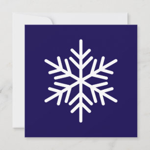 Chic Modern White Nordic Snowflake On Navy Blue Holiday Card