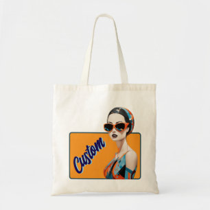 Chic modern woman, geometric elegance tote bag