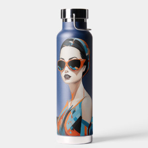 Chic modern woman, geometric elegance water bottle