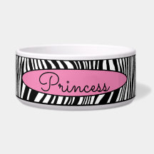 Chic Modern Zebra Skin Pattern Pet Dog Food Water