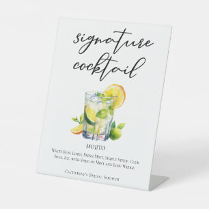 Chic Mojito Single Signature Cocktail Pedestal Sign