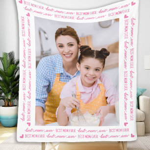 Chic MOM Personalised Photo Pink Mother's Day Fleece Blanket