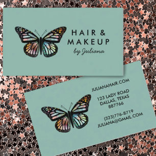 Chic Monarch Butterfly Elegant Watercolor Green Business Card