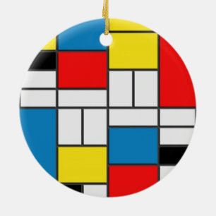Chic Mondrian Cubism Style Ceramic Tree Decoration