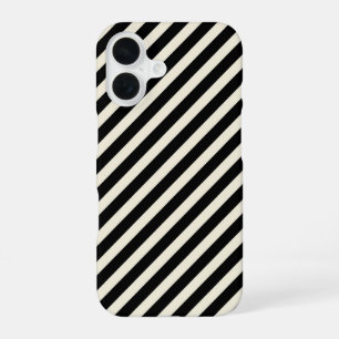 Chic Monochrome Black and White Diagonal Stripes iPhone 16 Case