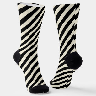 Chic Monochrome Black and White Diagonal Stripes Socks