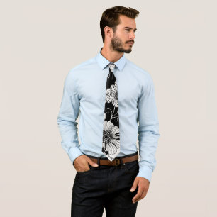 Chic Monochrome Floral Luxury Pattern (3) Tie