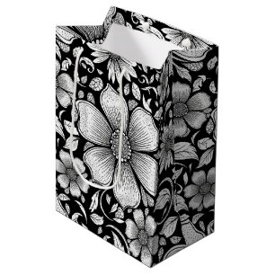 Chic Monochrome Floral Luxury Pattern (6) Medium Gift Bag