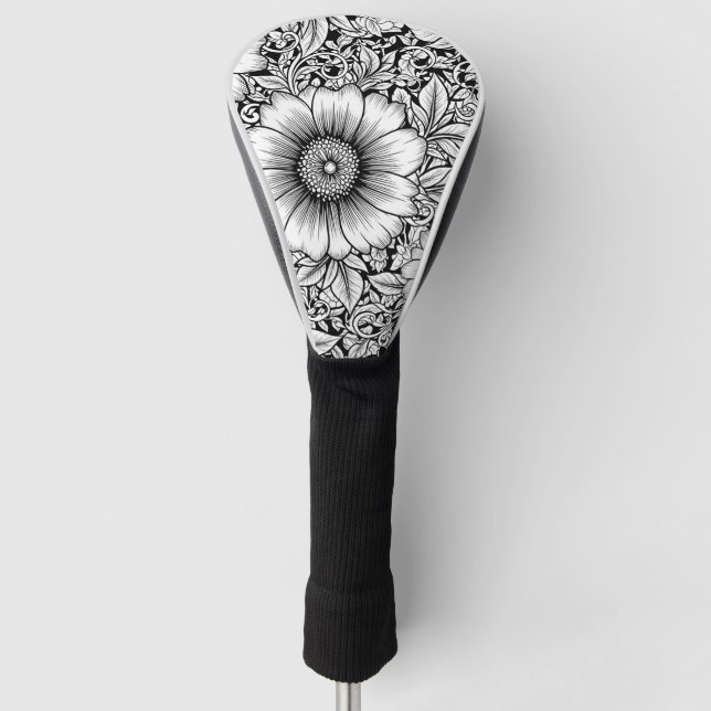 Chic Monochrome Floral Luxury Pattern (7) Golf Head Cover (Front)