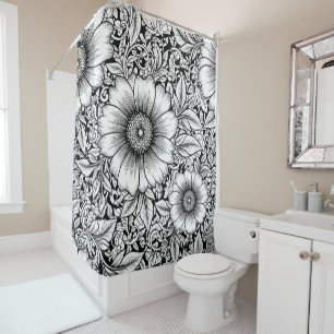 Chic Monochrome Floral Luxury Pattern (7) Shower Curtain