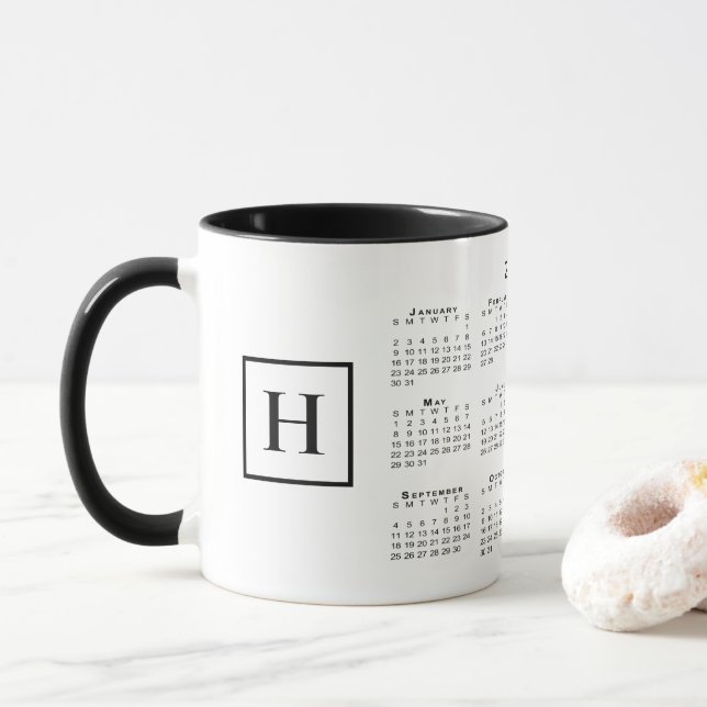 Chic Monogram 2022 Calendar Mug (With Donut)