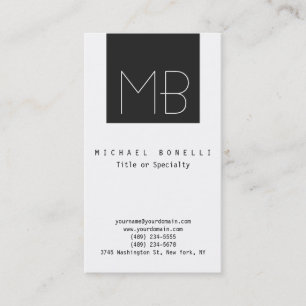 Chic Monogram Black White Vertical Business Card