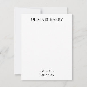 Chic Monogram Black White Wedding Note Card