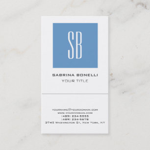 Chic Monogram Blue White Cute Business Card
