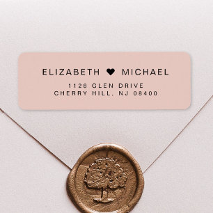 Chic Monogram Blush Pink Wedding Return Address