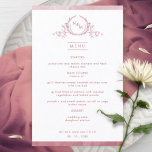 Chic Monogram Burgundy Watercolor Wedding Menu<br><div class="desc">Welcome your guests to their table with this elegant monogrammed wedding menu, with exquisite hand drawn leafy monogram with couples initials, and burgundy watercolor border stripes. Back with beautiful watercolor wash in burgundy and desert rose hues. Part of our "Burgundy Watercolor Botanical Monogram Wedding" Collection with a variety of coordinating...</div>