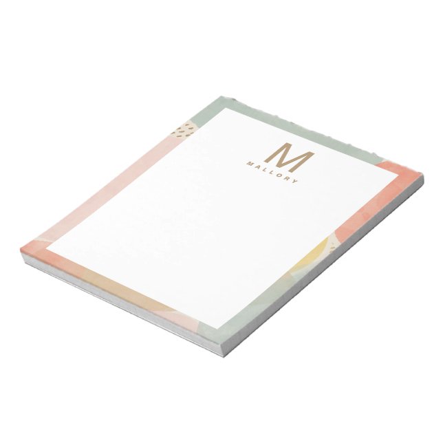 Chic Monogram Colourful Abstract Shapes Notepad (Rotated)