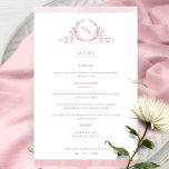 Chic Monogram Dusty Rose Watercolor Wedding Menu<br><div class="desc">Welcome your guests to their table with this elegant monogrammed wedding menu, with exquisite hand drawn leafy monogram with couples initials, and dusty rose watercolor border stripes. Back with beautiful watercolor wash in dusty rose and blush pink hues. Part of our "Dusty Rose Watercolor Botanical Monogram Wedding" Collection with a...</div>