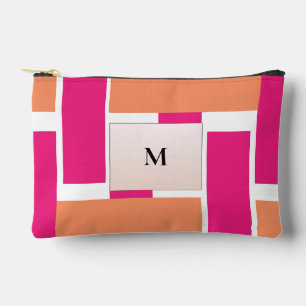 Chic Monogram Feminine Stripe Pattern Accessory Pouch