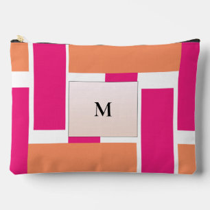 Chic Monogram Feminine Stripe Pattern Accessory Pouch