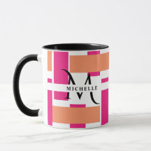 Chic Monogram Feminine Stripe Pattern Magic Mug