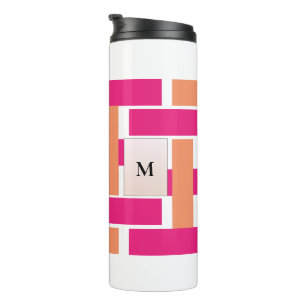 Chic Monogram Feminine Stripe Pattern Thermal Tumbler
