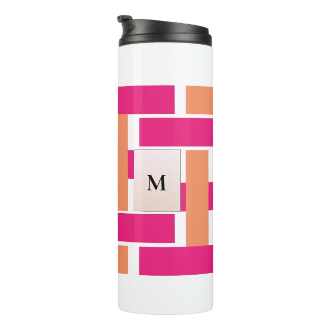 Chic Monogram Feminine Stripe Pattern Thermal Tumbler (Rotated Right)