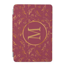 Chic monogram gold marsala pink berry pattern
