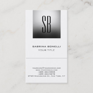 Chic Monogram Grey White Cute Business Card