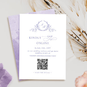 Chic Monogram Lavender Purple RSVP Online QR Code  Enclosure Card