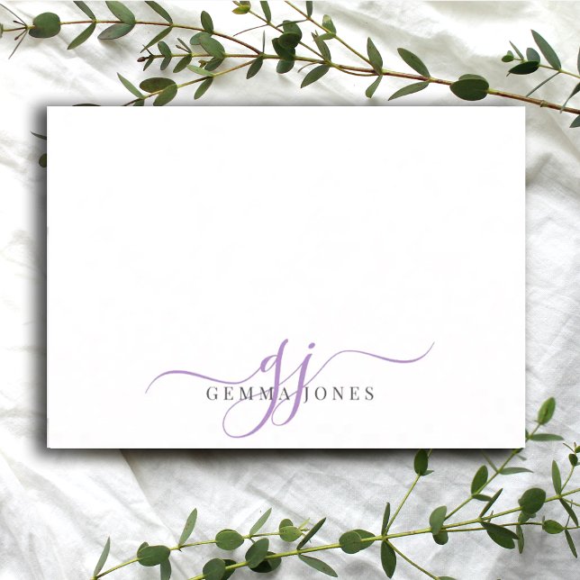 Chic Monogram Lavender Script Initials Card (Creator Uploaded)