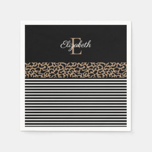 Chic Monogram Leopard Print Napkin