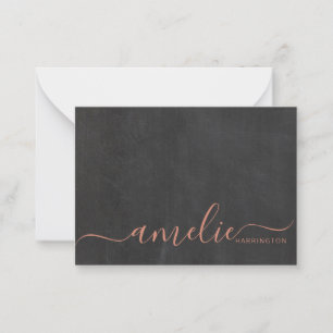 Chic Monogram Modern Minimalist Copper Script  Card
