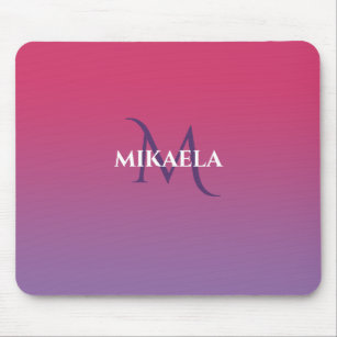 Chic Monogram Name on Pink to Purple Gradient Mouse Mat