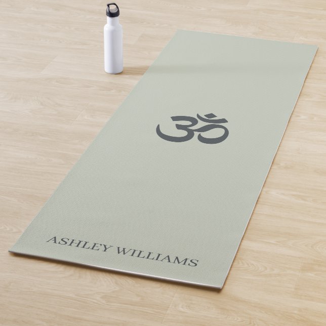 Chic Monogram Om Symbol Pastel Green Yoga Mat (In Situ)