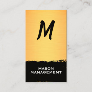 Chic Monogram on Black/Silver Brushed Business Card